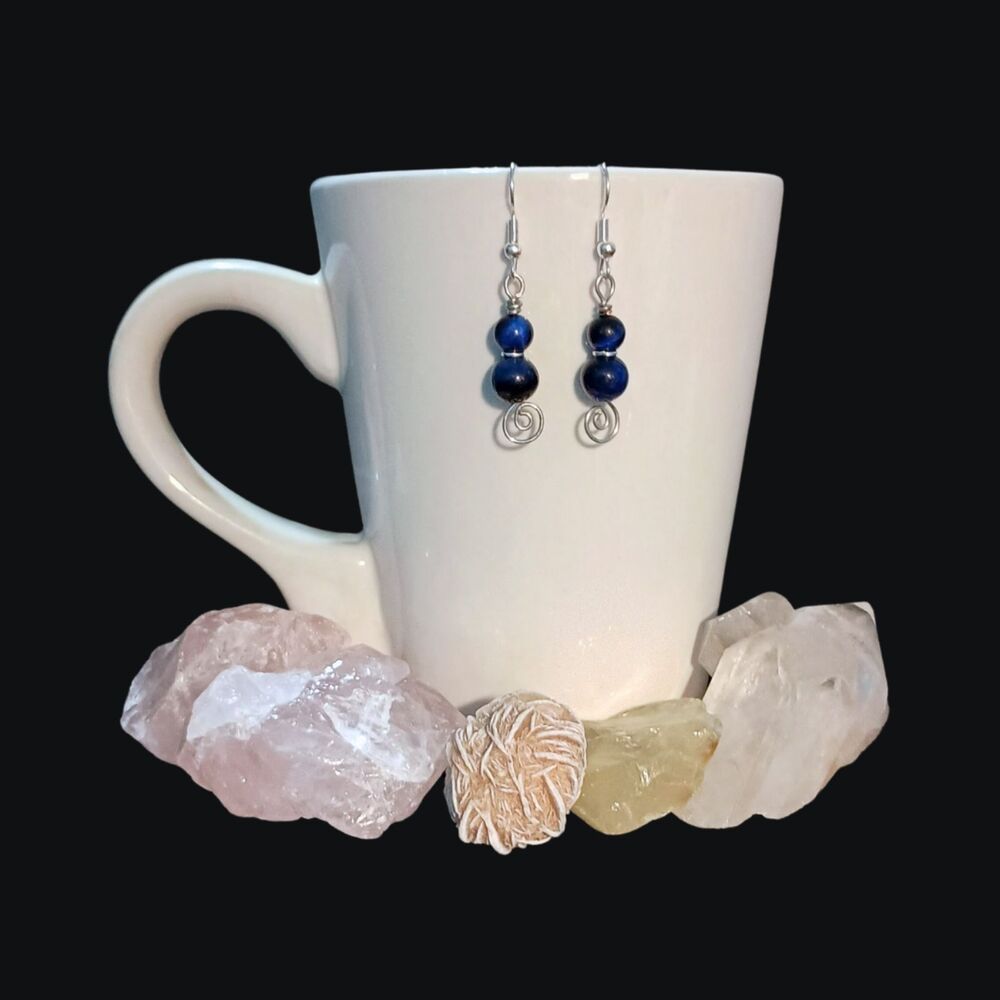 Starlit Journey | Handmade Celestial Midnight Blue Spiral Dangle Earrings